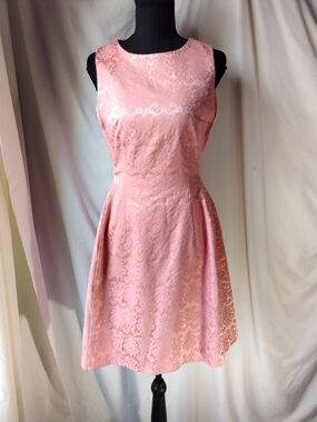 Eva Mendez Sleeveless Pink Jacquard Fit-and-Flare Mini Dress